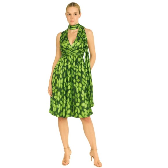 Badgley Mischka Silk Dress Small Green - Picture 1 of 8